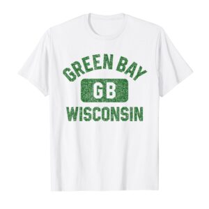 Green Bay Wisconsin GB Gym Style Distressed Green Print T-Shirt