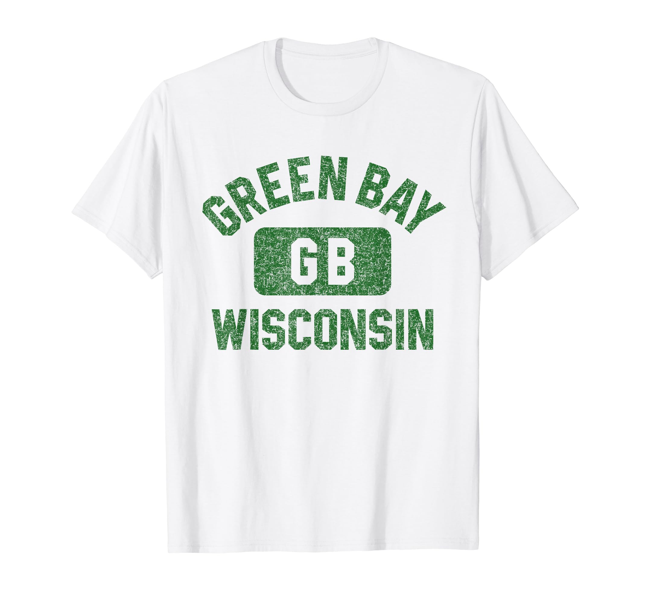 Green Bay Wisconsin GB Gym Style Distressed Green Print T-Shirt