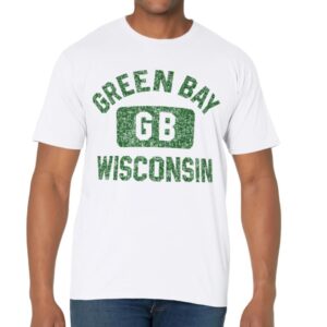 Green Bay Wisconsin GB Gym Style Distressed Green Print T-Shirt