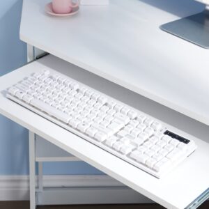 VECELO Corner Computer Desk 41 x 30 inches with Smooth Keyboard & Storage Shelves for Home Office Workstation, White