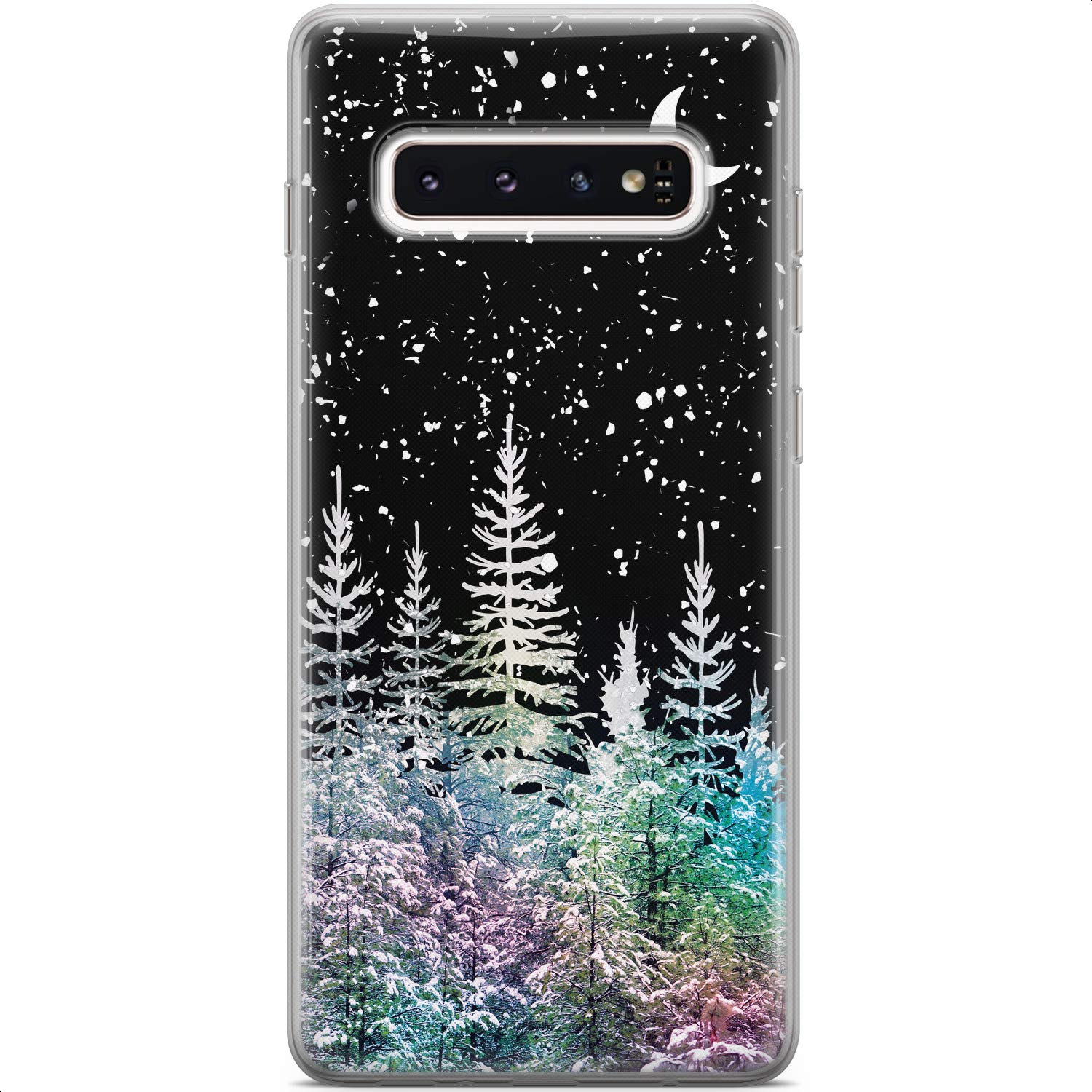 Mertak Case Compatible with Samsung Galaxy A73 A72 5G A71 A70 A53 A52 A32 A50 A21s Silicone Christmas Flexible Slim Design Protective Trees TPU Cover Lightweight Nature Snow Forest Winter