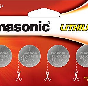 Panasonic CR2025 3.0 Volt Long Lasting Lithium Coin Cell Batteries in Child Resistant, Standards Based Packaging, 4 Pack