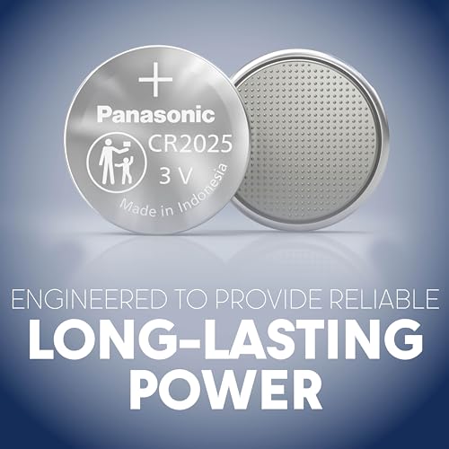 Panasonic CR2025 3.0 Volt Long Lasting Lithium Coin Cell Batteries in Child Resistant, Standards Based Packaging, 4 Pack