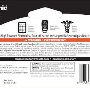 Panasonic CR2025 3.0 Volt Long Lasting Lithium Coin Cell Batteries in Child Resistant, Standards Based Packaging, 4 Pack