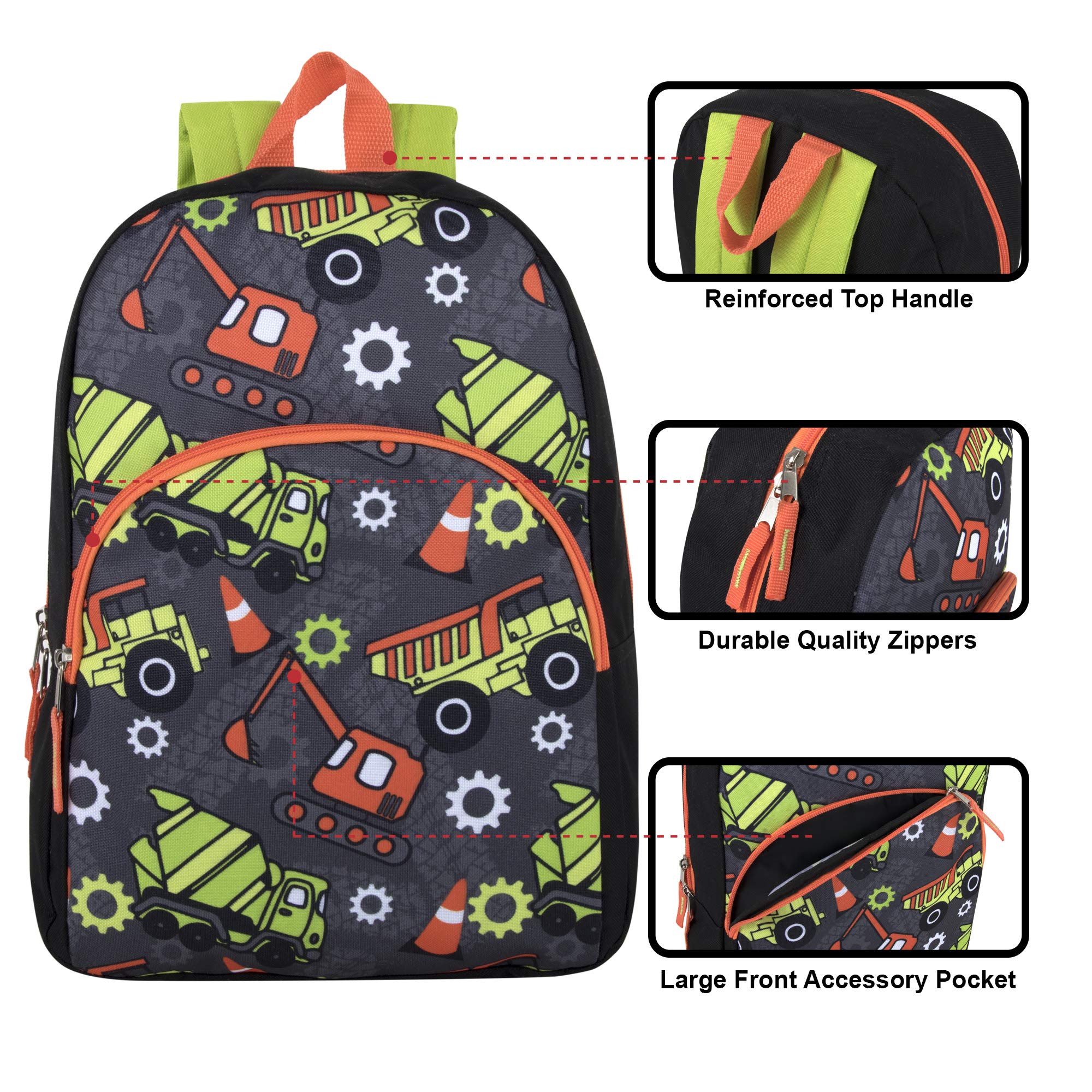 Trail maker Kids Character Backpacks for Boys & Girls (15”) with Adjustable, Padded Back Straps