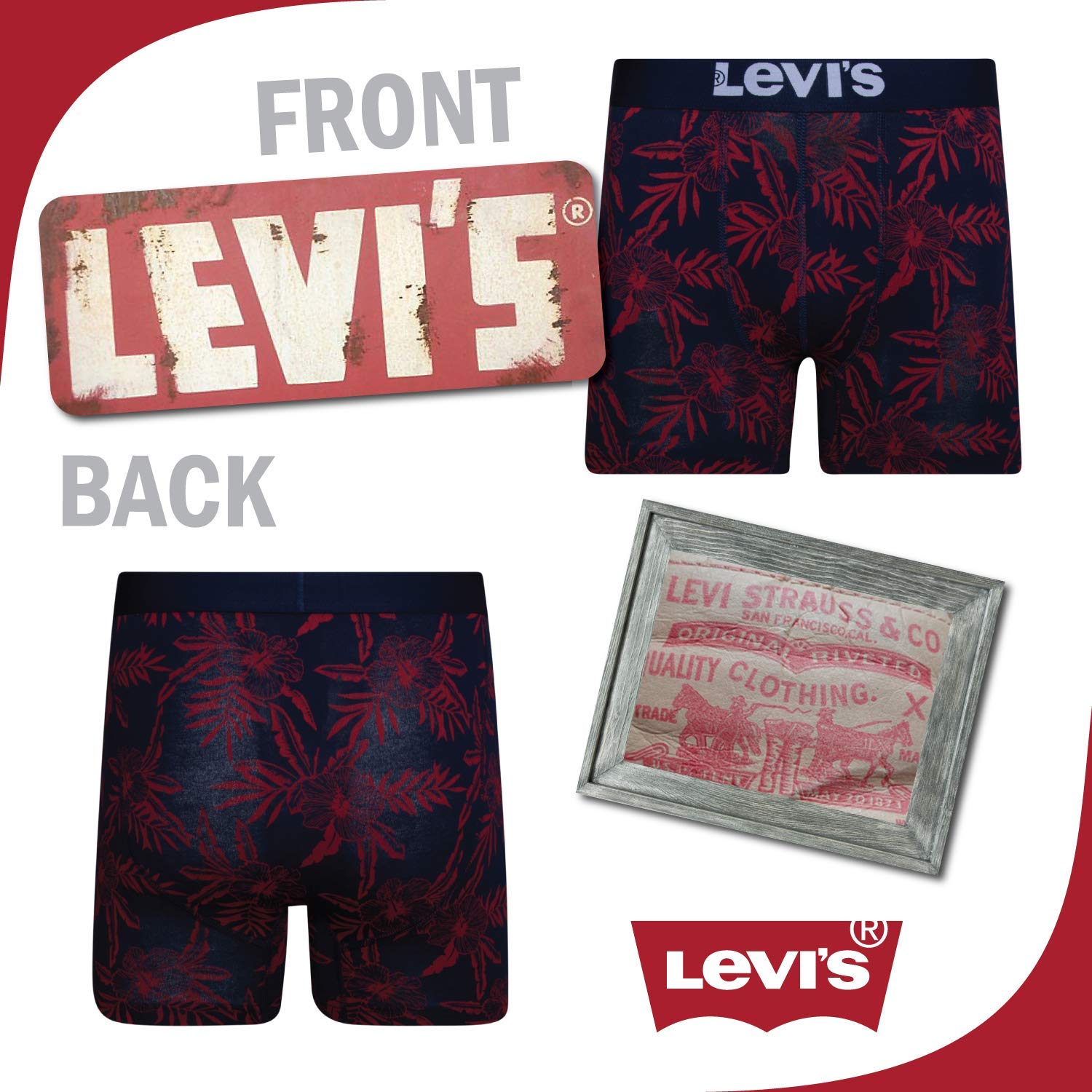 Levi's Mens Boxer Briefs Cotton Stretch Underwear For Men 4 Pack