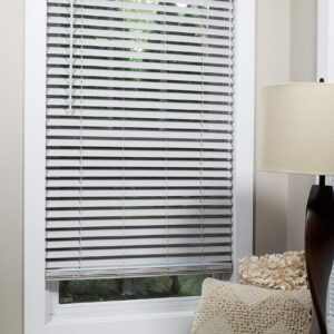 2-inch Flat Slat Faux Wood Cordless Room Darkening Blind for Windows - Starting at $18.97 - (Over 1,000 Custom Sizes) Faux Wood Blinds, Window Blinds Cordless, Gray - 22" W x 60" H