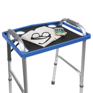 Support Plus Walker Tray Table - Mobility Table Tray for Walker, Non Slip Walker Tray Mat, Walker Accessories Mat, Cup Holder for Walker (21"x16") - Royal Blue