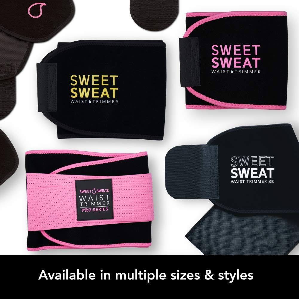 Sports Research Sweet Sweat 'Pro-Series' Waist Trimmer with Adjustable Velcro Straps for a Tighter Fit (Pink, XS-S)