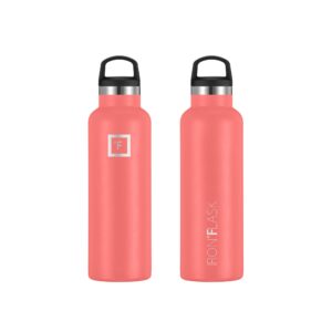 IRON °FLASK Sports Water Bottle - 3 Lids (Narrow Straw Lid) Leak Proof Vacuum Insulated Stainless Steel - Hot & Cold Double Walled Camping & Hiking Hydration Canteens - Peach, 20 Oz