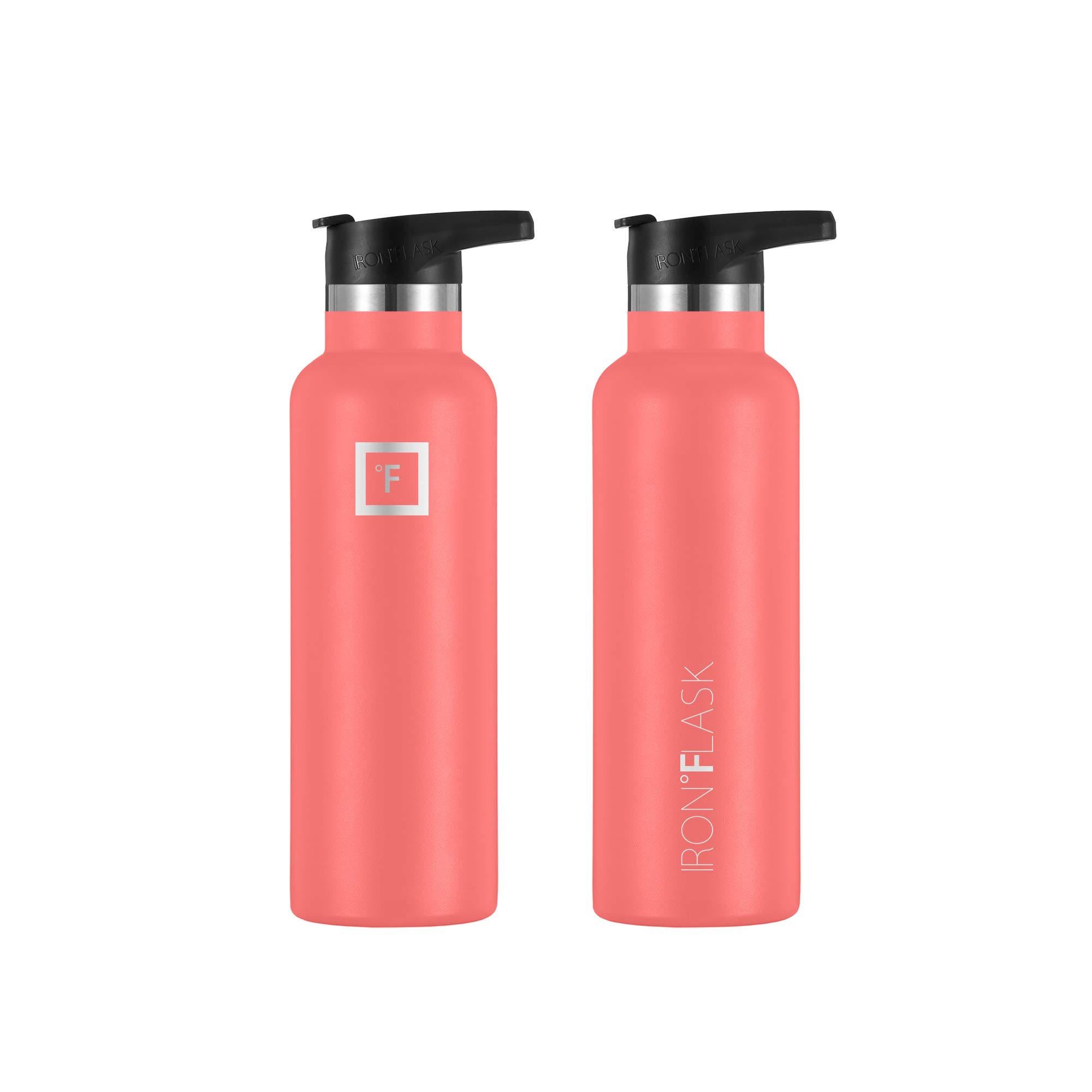 IRON °FLASK Sports Water Bottle - 3 Lids (Narrow Straw Lid) Leak Proof Vacuum Insulated Stainless Steel - Hot & Cold Double Walled Camping & Hiking Hydration Canteens - Peach, 20 Oz