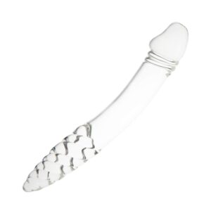 Glass Dildo, Crystal Double-ended Penis Pleasure Wand with Spiral Texture and Vivid Glans Anal Butt Plug for G-spot Stimulation