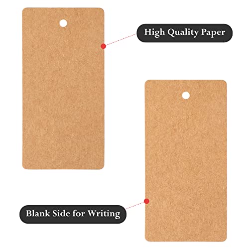 jijAcraft 100 PCS Kraft Paper Tags with String, 2x4 inch Brown Paper Gift Tags, Blank Gift Bags Tags Price Tags for Arts and Crafts, Wedding Gift Bags, Label Clothes, DIY Crafts