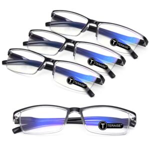 teraise 4pcs fashion anti-blue light reading glasses men women computer reader(2.0x)