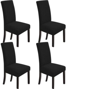 NORTHERN BROTHERS Chair Covers for Dining Room Set of 4, Parson Chair Slipcovers, Stretch Dining Seat Covers, Kitchen Chair Covers, Covers for Chairs, Black