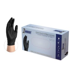 1st choice black nitrile gloves box of xl nitrile gloves disposable latex free - exam grade black gloves - 3mil