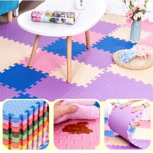 ALGFree Interlocking Foam Floor Mats Tiles Playmats Children Yoga Exercise Puzzle Blocking Board Soft EVA Kids Playmats, 4 Colors (Color : B, Size : 30x30x1.2cm-24pcs)