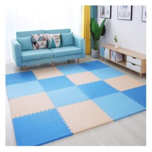 ALGFree Interlocking Foam Floor Mats Tiles Playmats Children Yoga Exercise Puzzle Blocking Board Soft EVA Kids Playmats, 4 Colors (Color : A, Size : 60x60x1.2cm-6pcs)