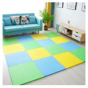 algfree interlocking foam floor mats tiles playmats children yoga exercise puzzle blocking board soft eva kids playmats, 4 colors (color : c, size : 60x60x2.5cm-12pcs)