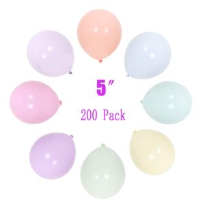 5 Inch Mini Pastel Balloons 200pieces Assorted Macaron Rainbow Party Balloons for Wedding Birthday Baby Shower aibushishou