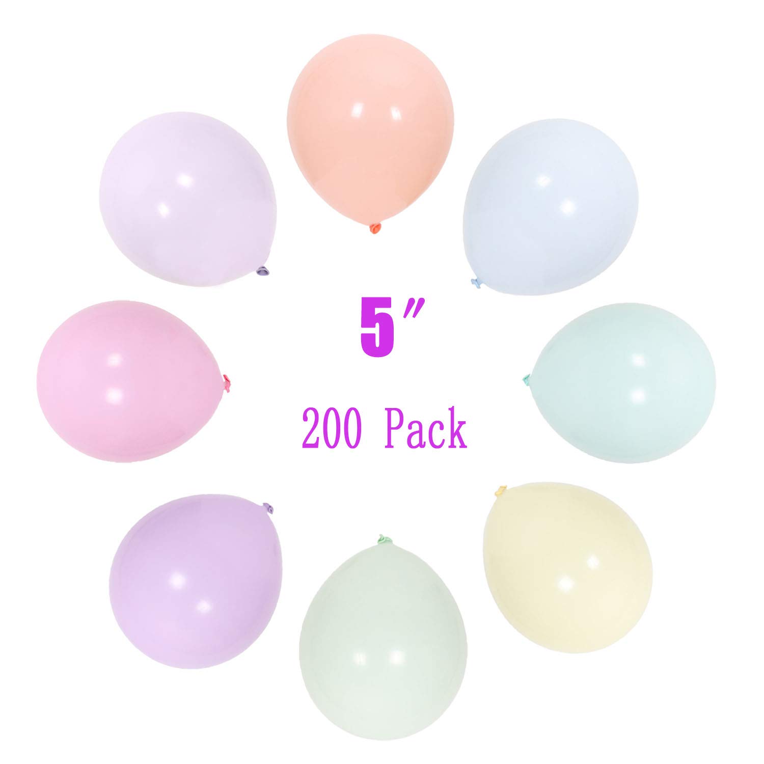 5 Inch Mini Pastel Balloons 200pieces Assorted Macaron Rainbow Party Balloons for Wedding Birthday Baby Shower aibushishou