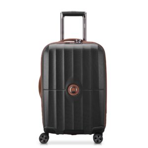 delsey paris st. tropez hardside expandable luggage with spinner wheels, black, checked-medium 24 inch