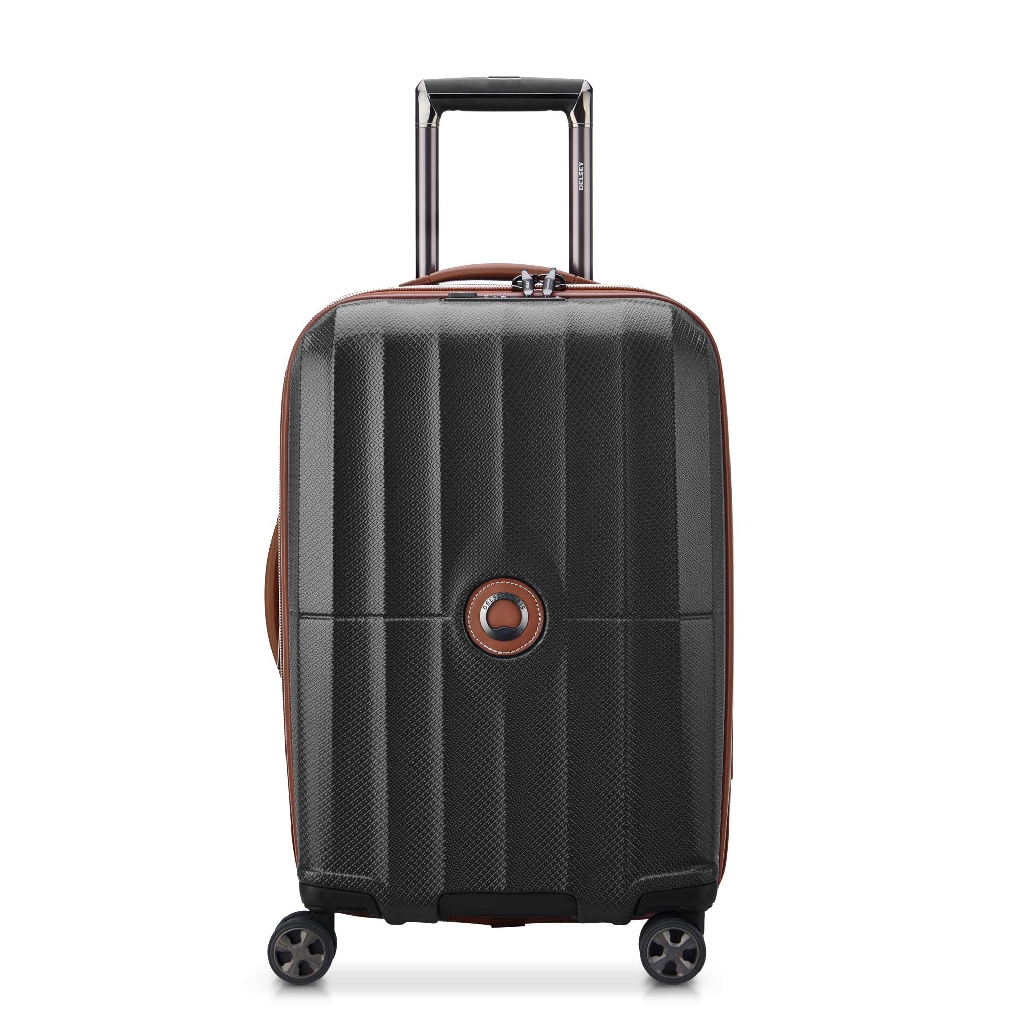 DELSEY Paris St. Tropez Hardside Expandable Luggage with Spinner Wheels, Black, Checked-Medium 24 Inch