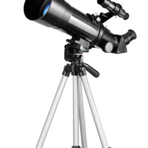 Telescope for Kids and Beginners - 70mm Apeture 400mm AZ Mount Telescopes for Adults - Good Partner to View Moon and Planet - Come with a Smartphone Adapter with 1.5X Barlow Lens and Adjustable Tripod