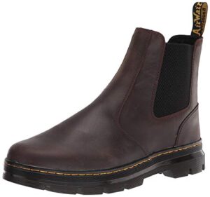 dr. martens unisex embury chelsea boot, dark brown crazy horse, 7 women/6 men