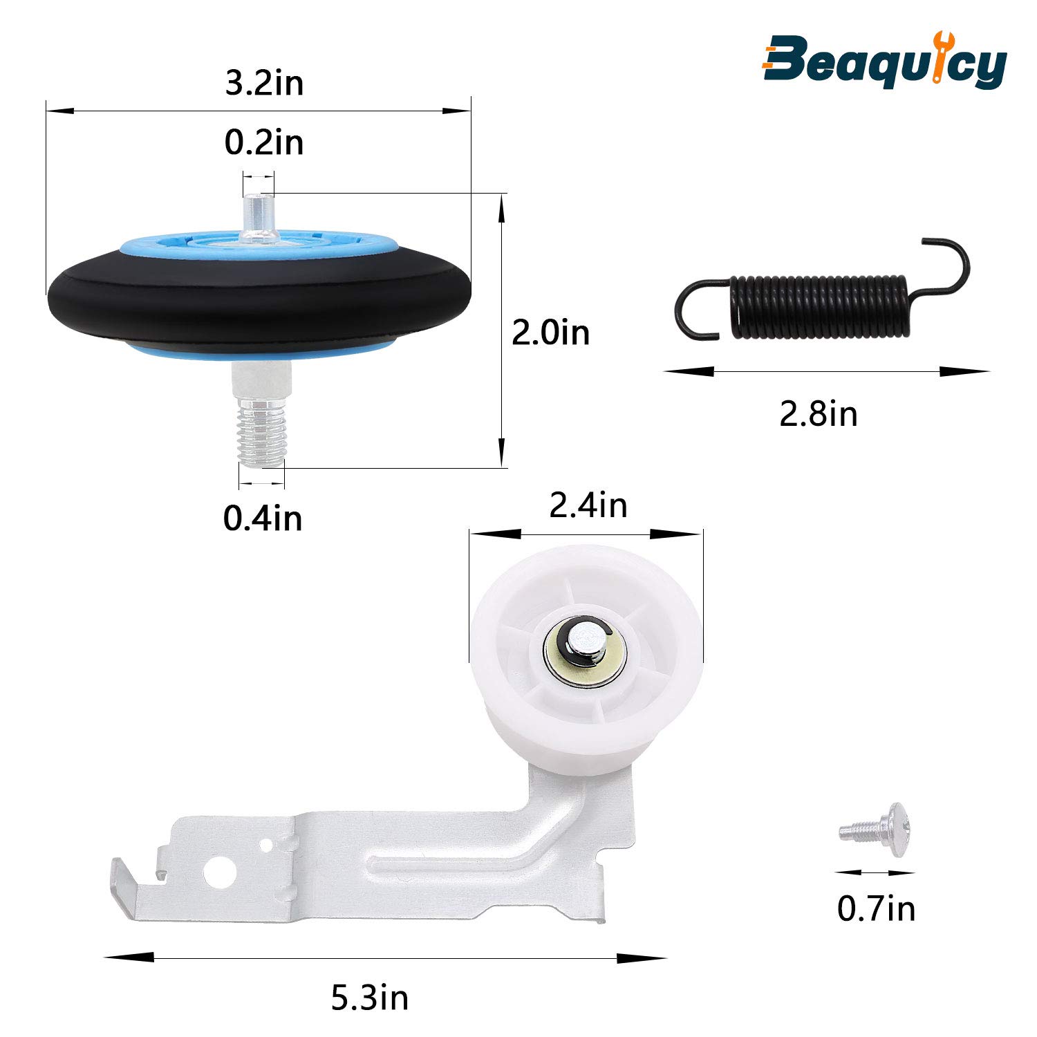 2024 Upgraded Dryer Repair Kit Replacement for Samsung Dryer includes DC97-16782A Roller,Belt 6602-001655/5ph2337,Idler Pulley DC93-00634A and DC61-01215B Spring,Replaces for DV48H7400EW/A2