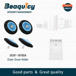 (𝟮𝟬𝟮𝟰 𝙐𝙥𝙜𝙧𝙖𝙙𝙚𝙙) DC97-16782A Dryer Drum Roller with Update Bearings by Beaquicy - DC97-16782E Replacement for Samsung Dryer-Replaces DC97-07523A PS4221885 AP5325135 - Pack of 4