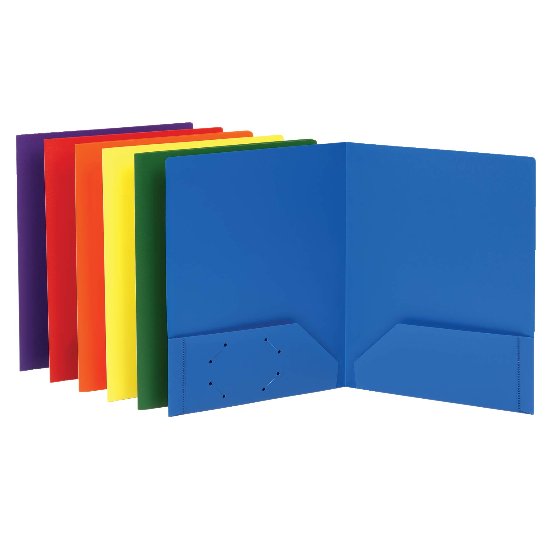 Oxford Folders with Pockets, Durable Plastic, Two Pocket Folders, Assorted Colors (15187), Letter, 6 per Pack