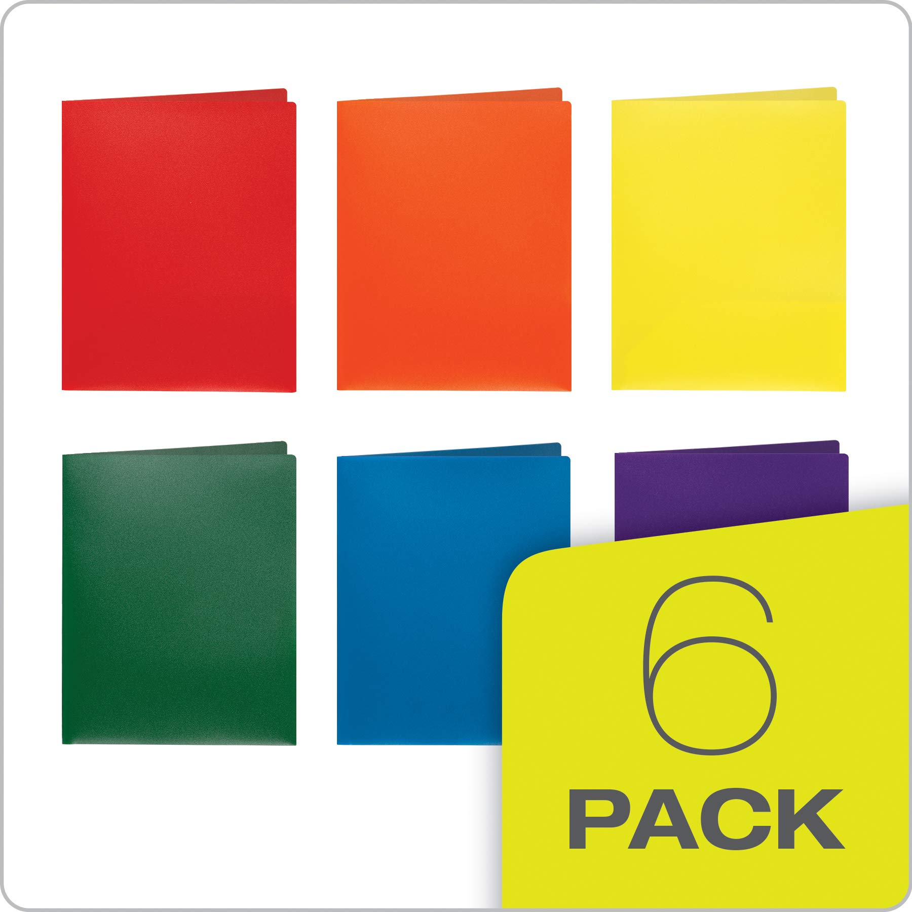 Oxford Folders with Pockets, Durable Plastic, Two Pocket Folders, Assorted Colors (15187), Letter, 6 per Pack