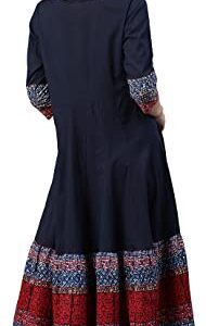 Yash Gallery Women's Cotton Embroidered Anarkali Kurta (Blue)