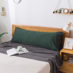 Household 100% Jersey Cotton Pillowcase 20”x54”-Light Weight, Comfortable, Super Soft Pillow Case with Envelope Closure Extremely Durable(Dark Green, Body Size Pillowcase)