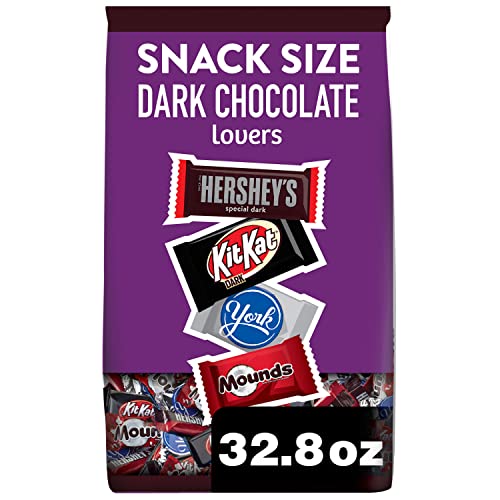 Hershey Assorted Dark Chocolate Flavored Snack Size, Candy Party Pack, 32.89 oz