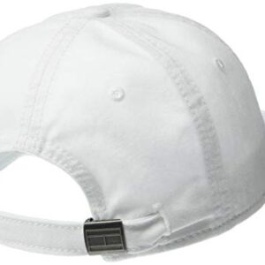 Tommy Hilfiger Men's Cotton Tony Adjustable Baseball Cap (Pack of 1), Classic White, One Size