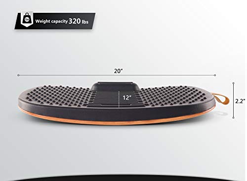 FEZIBO Standing Desk Mat with Anti Fatigue Bar, Wooden Wobble Balance Board with Ergonomic Design Comfort Floor Mat (Medium, Obsidian Black)