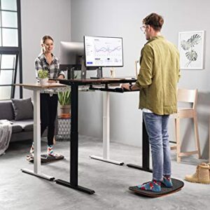 FEZIBO Standing Desk Mat with Anti Fatigue Bar, Wooden Wobble Balance Board with Ergonomic Design Comfort Floor Mat (Medium, Obsidian Black)