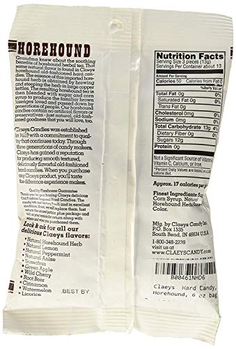 Claeys Old Fashioned Hard Candy, Horehound, 6 Ounce - 5 Pack