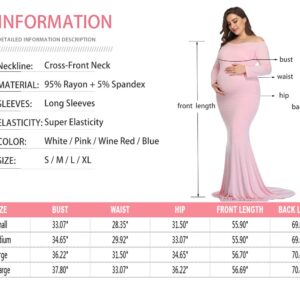 Mommy Jennie Maternity Dress for Photoshoot Stretchy Pregnancy Fitted Gowns for Baby Shower and Ruffle Maxi Photography Dress,A-pink,L