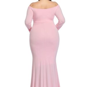 Mommy Jennie Maternity Dress for Photoshoot Stretchy Pregnancy Fitted Gowns for Baby Shower and Ruffle Maxi Photography Dress,A-pink,L