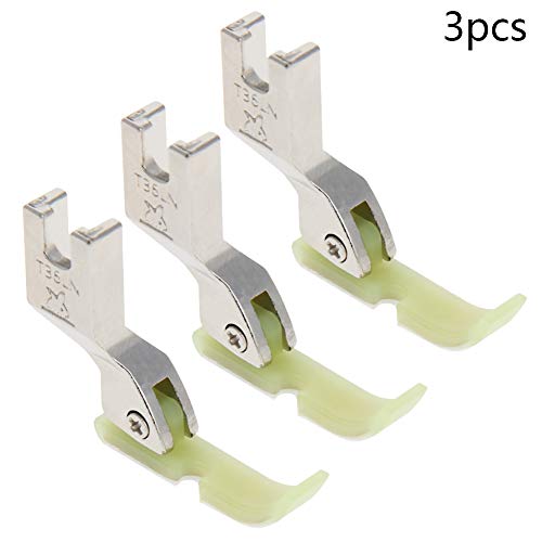 Othmro 3Pcs #T36LN Presser Foot Narrow Zipper Foot Plastic and Steel Sewing Presser Foot Sewing Machine Presser Feet with Plastic Bottom for High Shank System Industrial Sewing Machines Yellow Silver