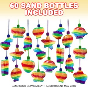 ArtCreativity Sand Art Bottle Necklaces Assortment for Kids, Bulk Pack of 60, Collection of Sand Art Craft Bottle Necklaces, Fun Party Supplies & Favors for Boys and Girls - Sand Sold Separately