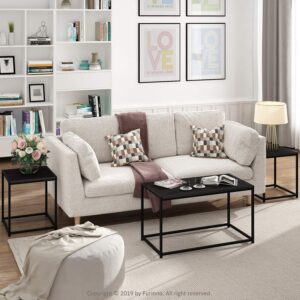 Furinno Camus Modern Living Room Coffee Table with 2 End Tables Set, Americano