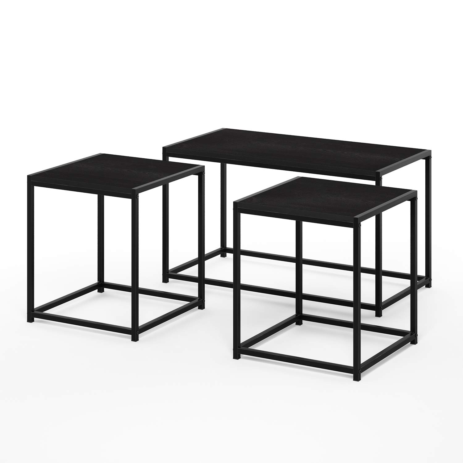 Furinno Camus Modern Living Room Coffee Table with 2 End Tables Set, Americano