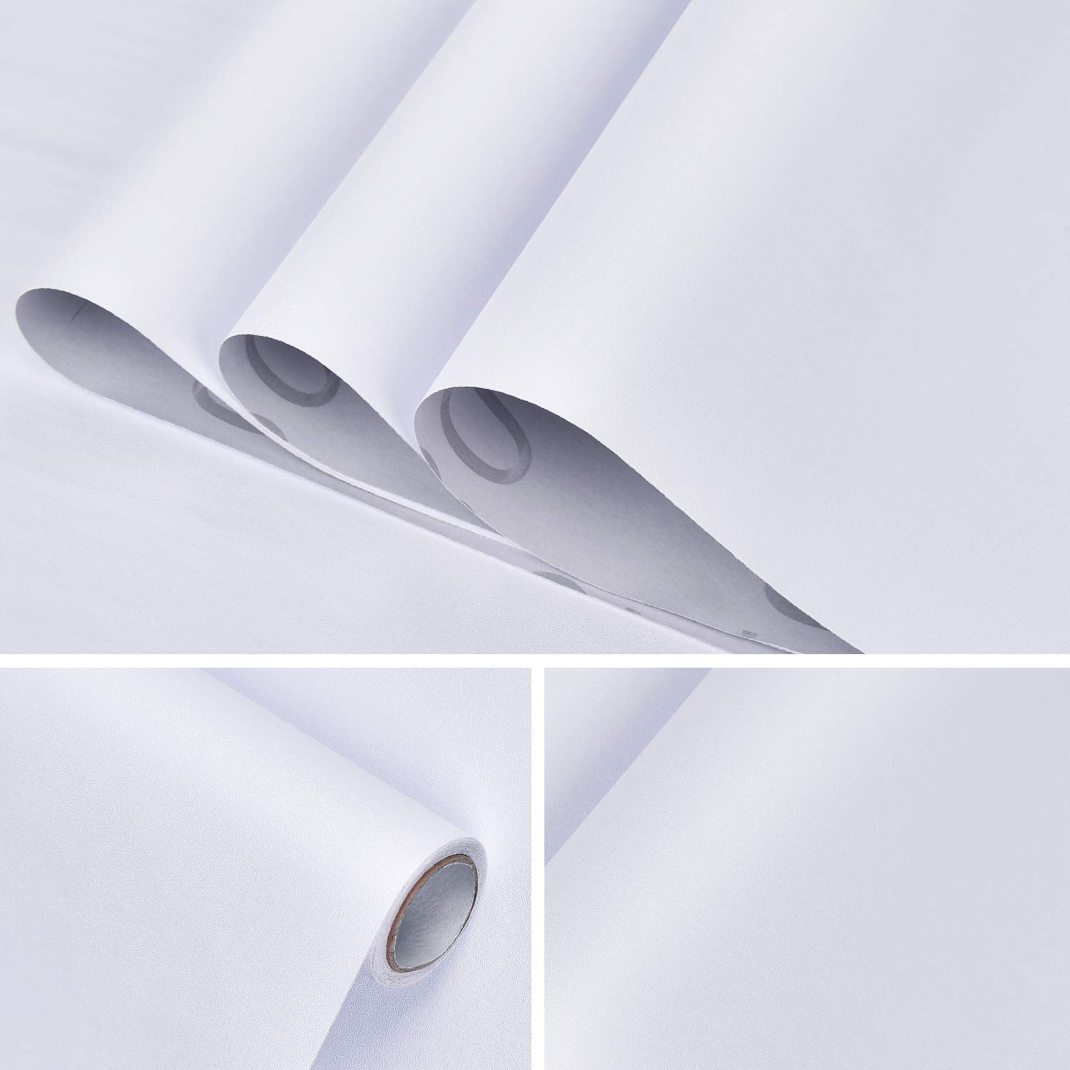 Mecpar 15.7" x 78.7" Matte White Wallpaper White Contact Paper White Peel and Stick Wallpaper Self-Adhesive Removable Wallpaper Thick Waterproof Wallpaper for Kitchen Countertop Cabinet Wardrobe