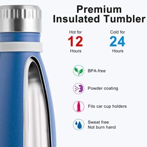 koodee Insulated Water Bottles-17 oz Stainless Steel BPA Free Water Bottle Double Wall Vacuum Sports Water Bottle Flask(Royal Blue)