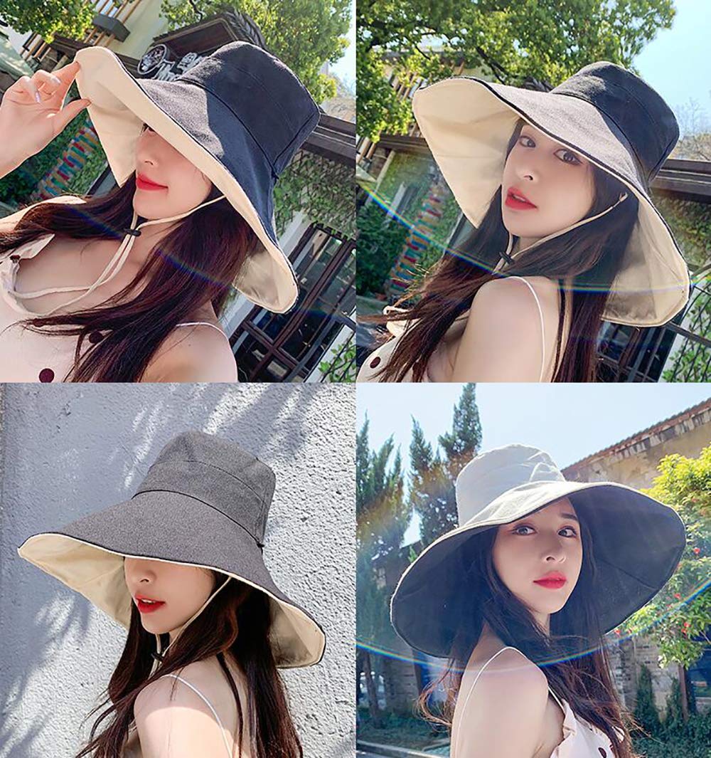 FaroDor Women's Supersized Reversible Hat UV Sun Protection Wide Brim Foldable Floppy Bucket Hat