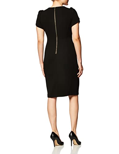 Calvin Klein Women's Tulip Sleeved above The Knee Sheath Dress, True Black, 2